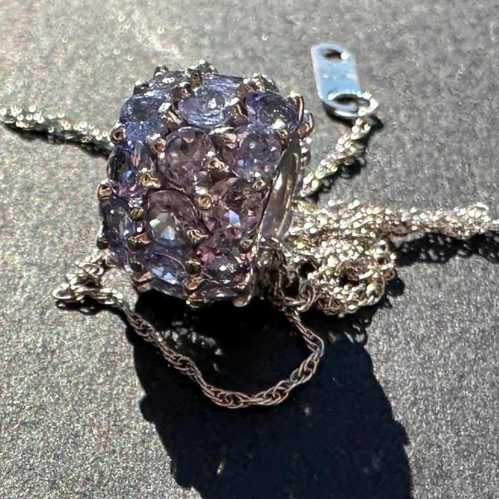 14k White Gold Tanzanite Pendant Bead & “18.25 Inch Chain